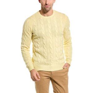NWT Mens Malo Yellow Ananias Wool Cashmere Cable Knit Crew Neck Sweater XXXL